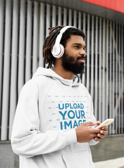 Download Placeit - Pullover Hoodie Mockup of a Happy Bearded Man