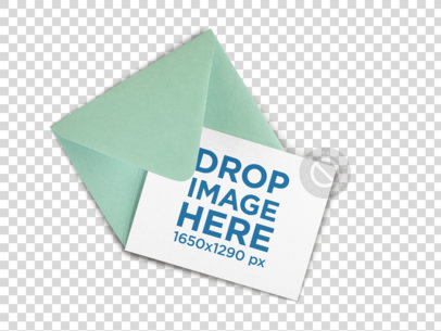 Mockup of an Invitation Lying with an Envelope on a Transparent Surface a15052