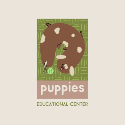 Logo Template for an Education Center Featuring a Puppy Clipart 4123i