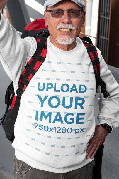 Selfie Mockup Featuring an Elderly Man with a Sweatshirt 32879a