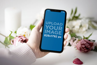 iPhone 11 Mockup Featuring Valentine's Day Roses 5146-el1