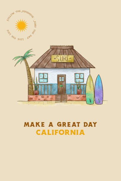 Illustrated Poster Design Creator with a California Beach Hut 4232b