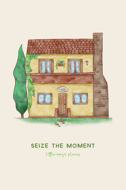 Poster Design Creator with a Beautiful Illustration of a House 4232e