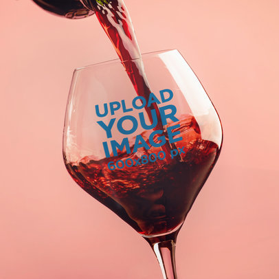 Mockup of a Customizable Wine Glass Against a Solid Color Backdrop m3060-r-el2