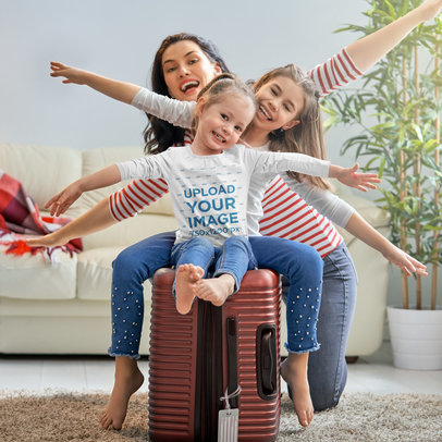 Long Sleeve Tee Mockup of a Little Girl Ready for Family Vacation 41083-r-el2