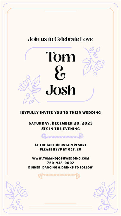 Wedding-Themed Instagram Story Video Template Featuring Floral Graphics 6415