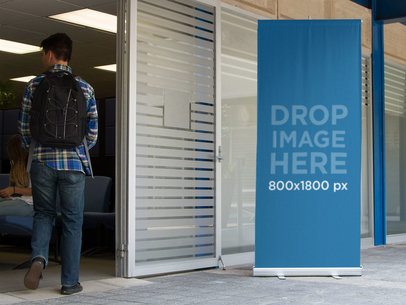 Vertical Banner Mockup Outside a School Counselor's Office